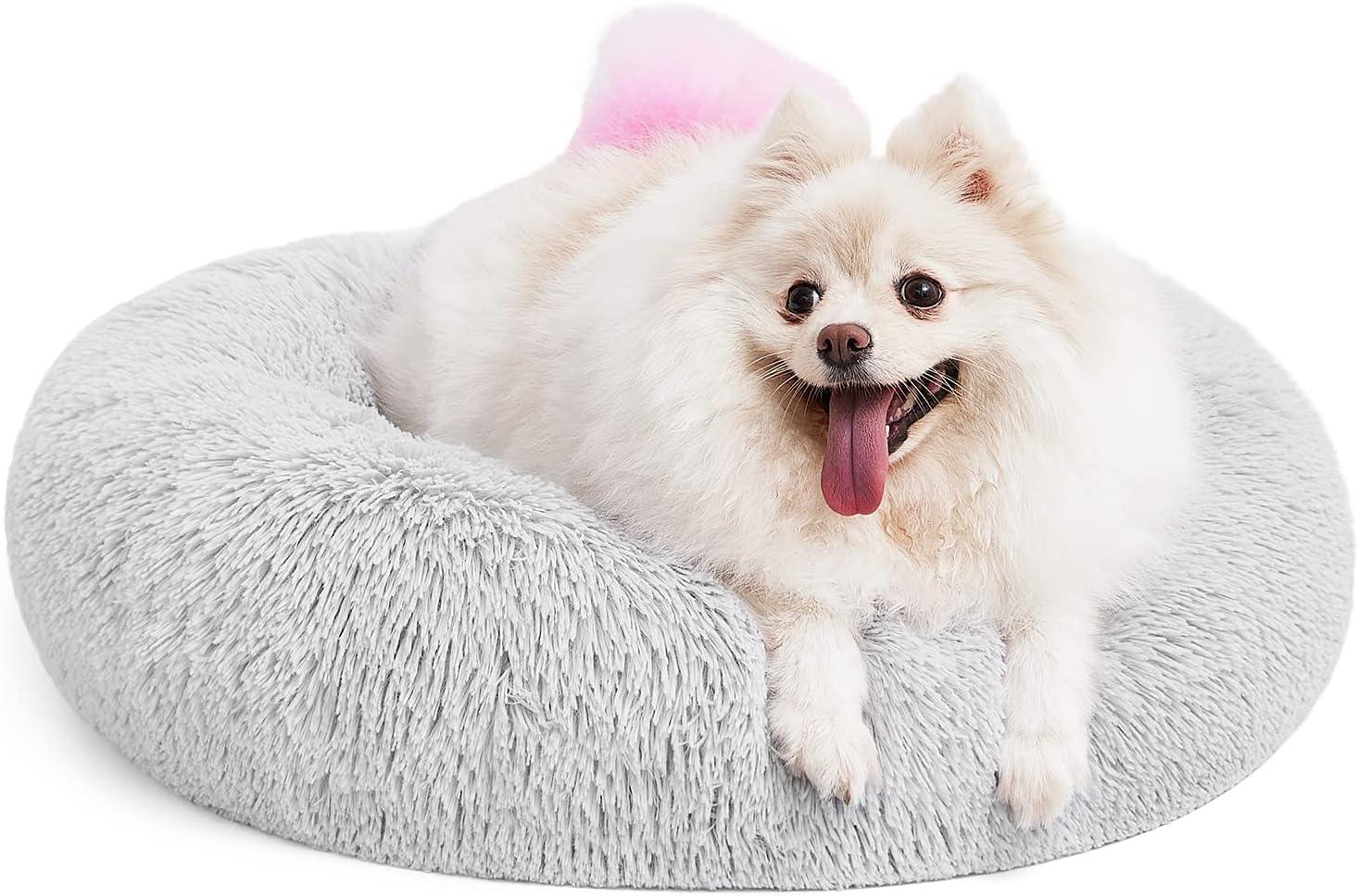 Luxury Plush Calming Dog Donut Bed – Soft Round Donut Bed for Dogs and Cats