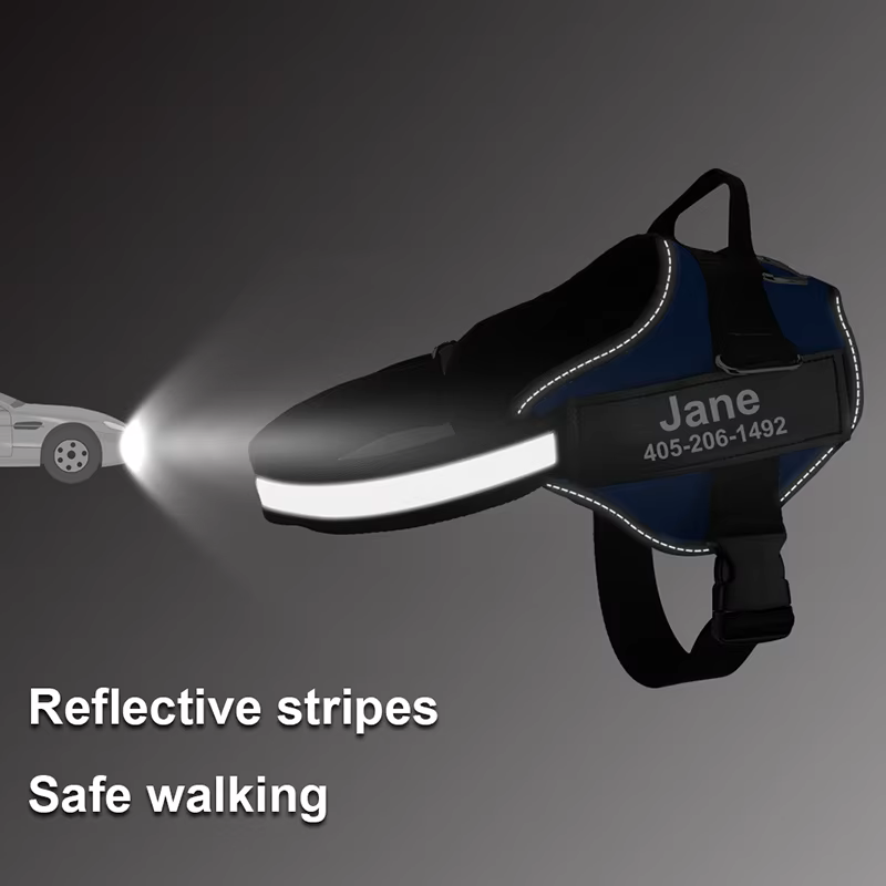 Custom Dog Harness with ID Patch | Reflective, Adjustable, No Pull