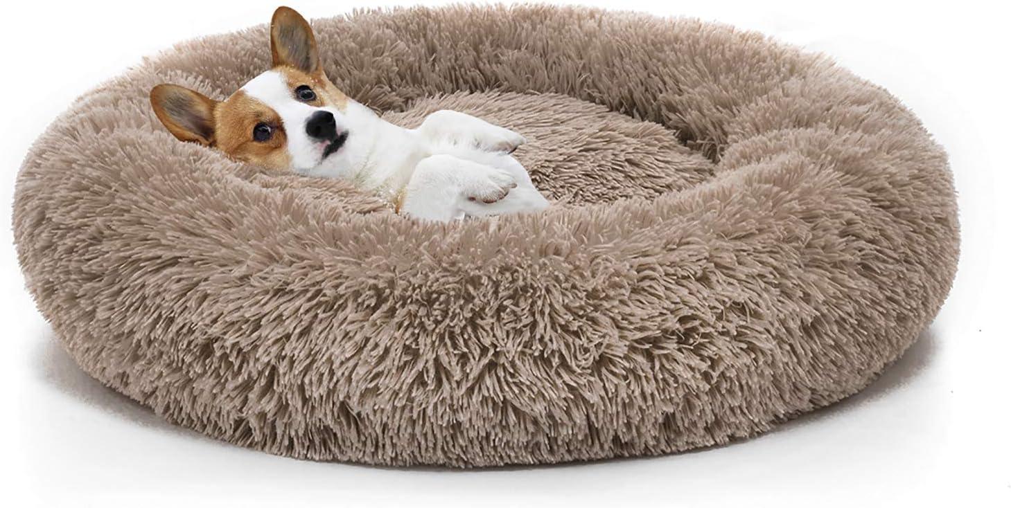 Luxury Plush Calming Dog Donut Bed – Soft Round Donut Bed for Dogs and Cats