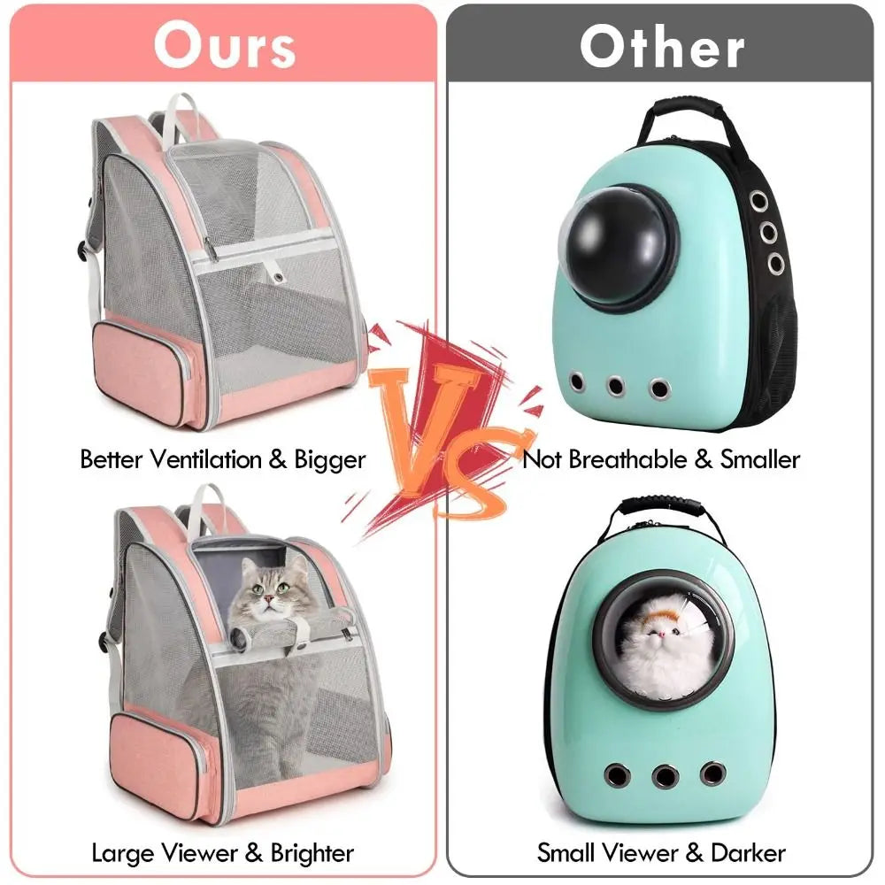 Breathable Waterproof Pet Carrier Backpack for Cats & Small Dogs | Foldable Travel Pet Backpack with Mesh Ventilation