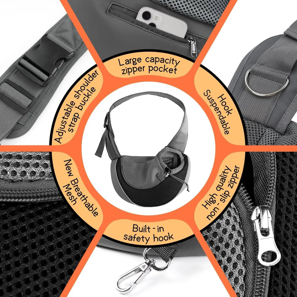 Pet Sling Carrier for Small Dogs & Cats | Hands-Free & Breathable