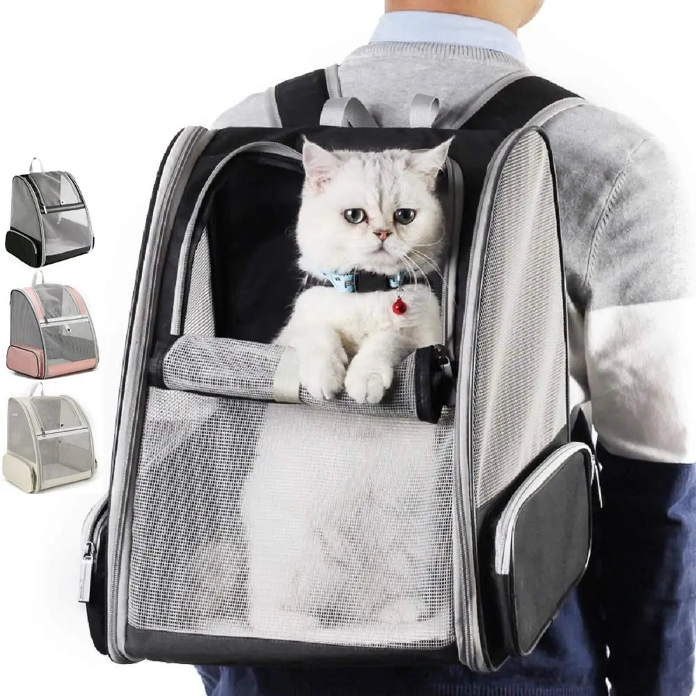 Breathable Waterproof Pet Carrier Backpack for Cats & Small Dogs | Foldable Travel Pet Backpack with Mesh Ventilation