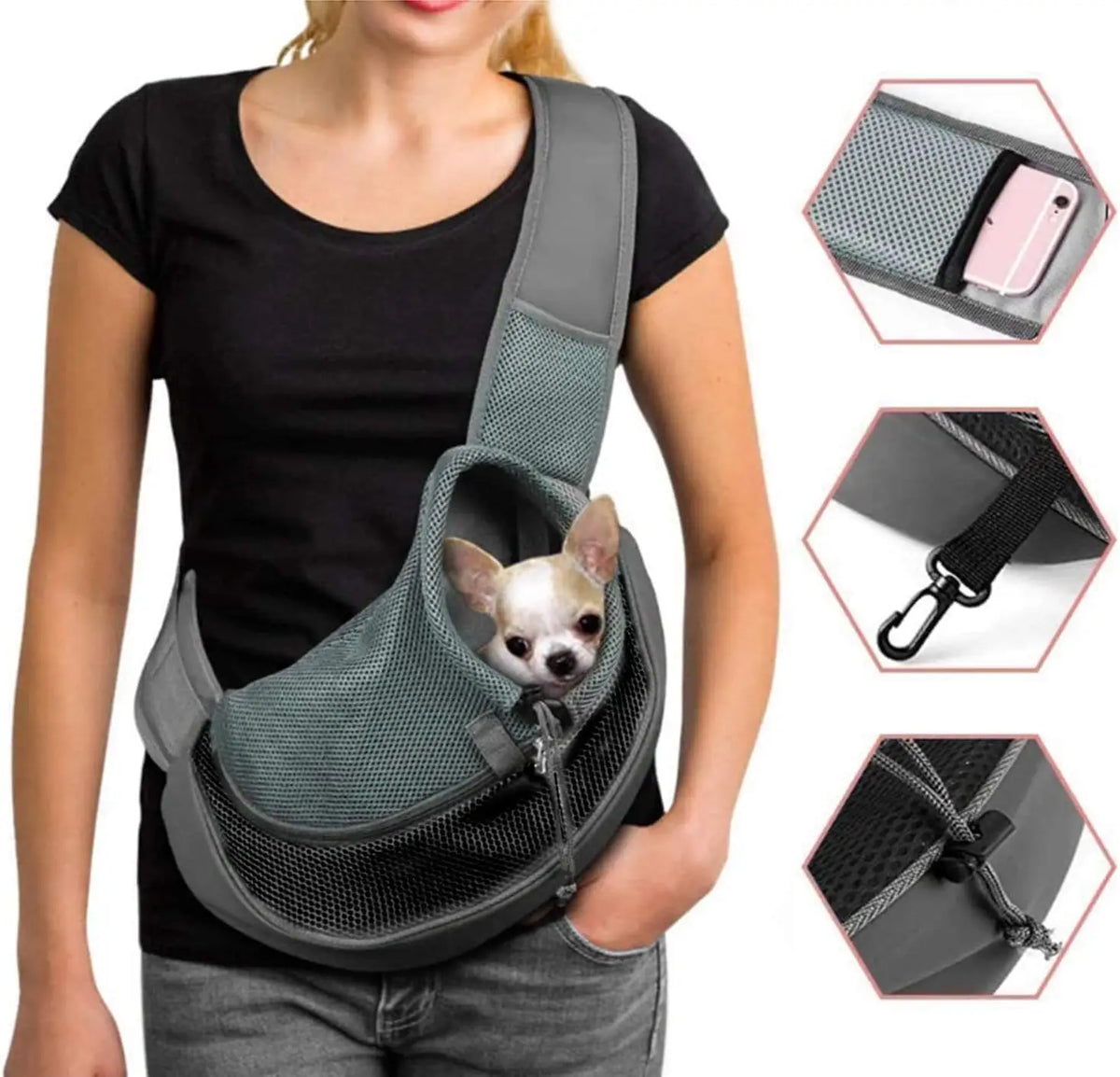 Petzovia Small Dog Sling Carrier | Hands-Free Pet Sling Bag – Pet