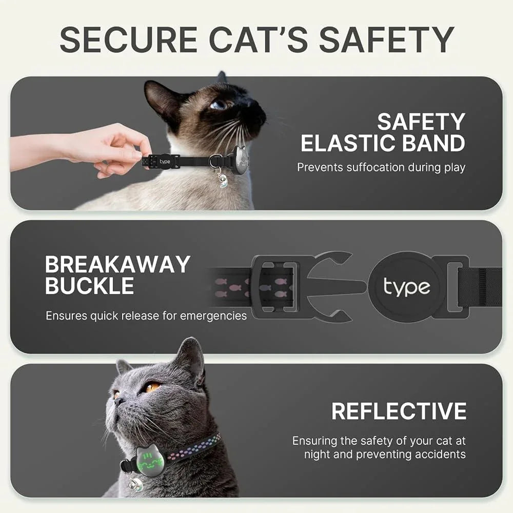 Reflective Waterproof  kitten Collar with Airtag Holder – Safe, Stylish & Smart