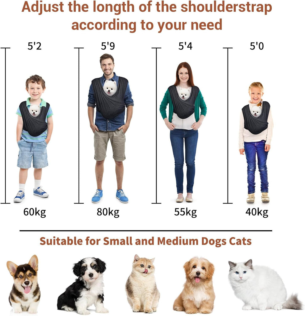 Small Dog Carrier Sling Front Facing – Adjustable Hands Free Soft Cotton Cat & Puppy Carrier